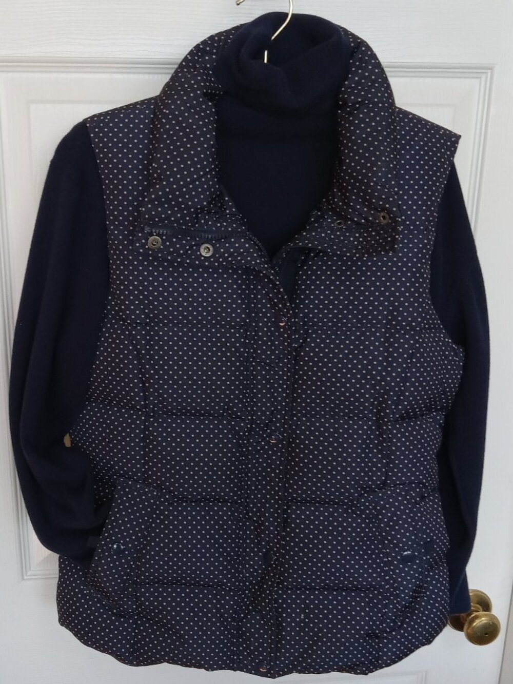 G.H. Bass Dotted Navy Down & Feather Puffer Vest - size M